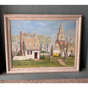 Vintage Folk Art Painting Wilkes Barre Pa 18” X 14” Framed READ Sf15